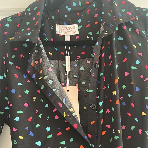 Dancing Leopard Dove Maxi Shirt Dress Abstract Confetti Print - Picture 5 of 7